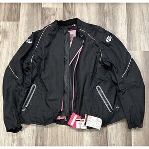 NWT Size 2 Diva - Joe Rocket Womens Padded Motorcycle Jacket Black Pink Full Zip